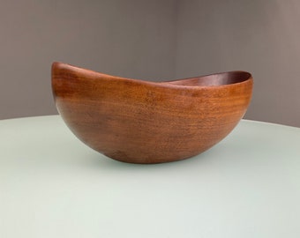 Vintage 70s wooden bowl - handmade bowl - Scandinavian retro snack holder - money key bowl