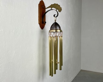 Vintage brass wind chime - outside mid century metal wall gong 1950s salamander