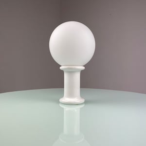 Vintage ceramic glass desk lamp - 1970s white sphere light - 70s modern Germany lighting