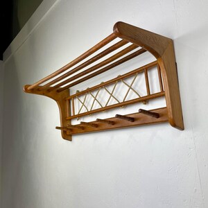 Vintage 1950s Swedish Coat Rack Oak Wood and Rope 50s Scandinavian ...