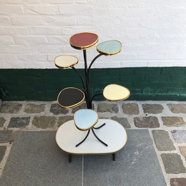 7 Tier Vintage Midcentury Formica Site Table, Pflanze Stand, 50er / 60er Jahre