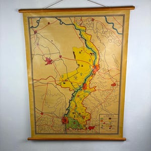 Limburg - skolkarta - tryck från mitten av århundradet Holland - Bakker Rusch Dijkstra's Zeist - vintage skolväggkarta