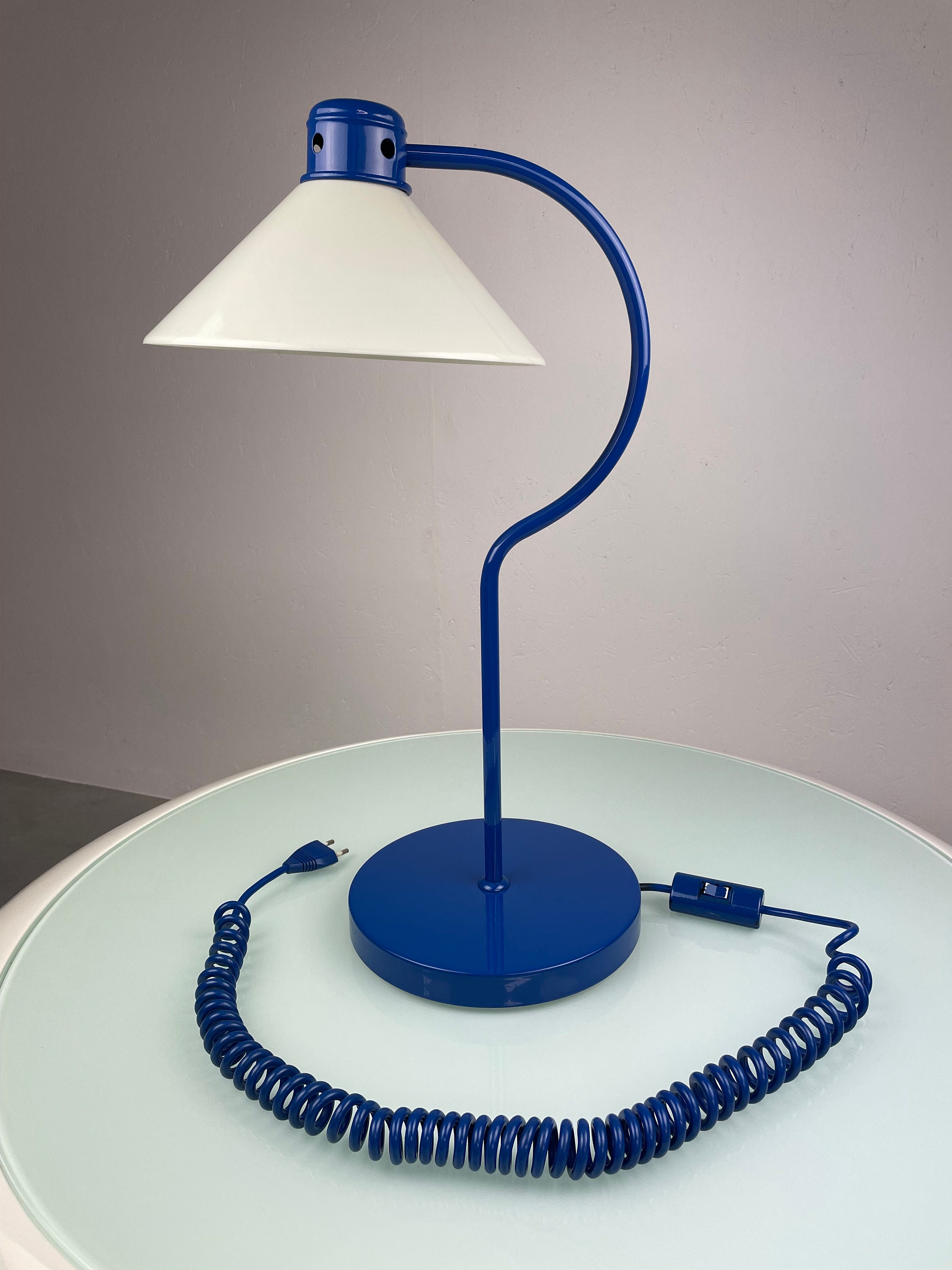 Vintage 1970s Pop Art Desk Lamp - Rare Large Dutch 70s Blue Vintage 1970s Pop Art Desk Lamp - Rare Large Dutch 70s Blue