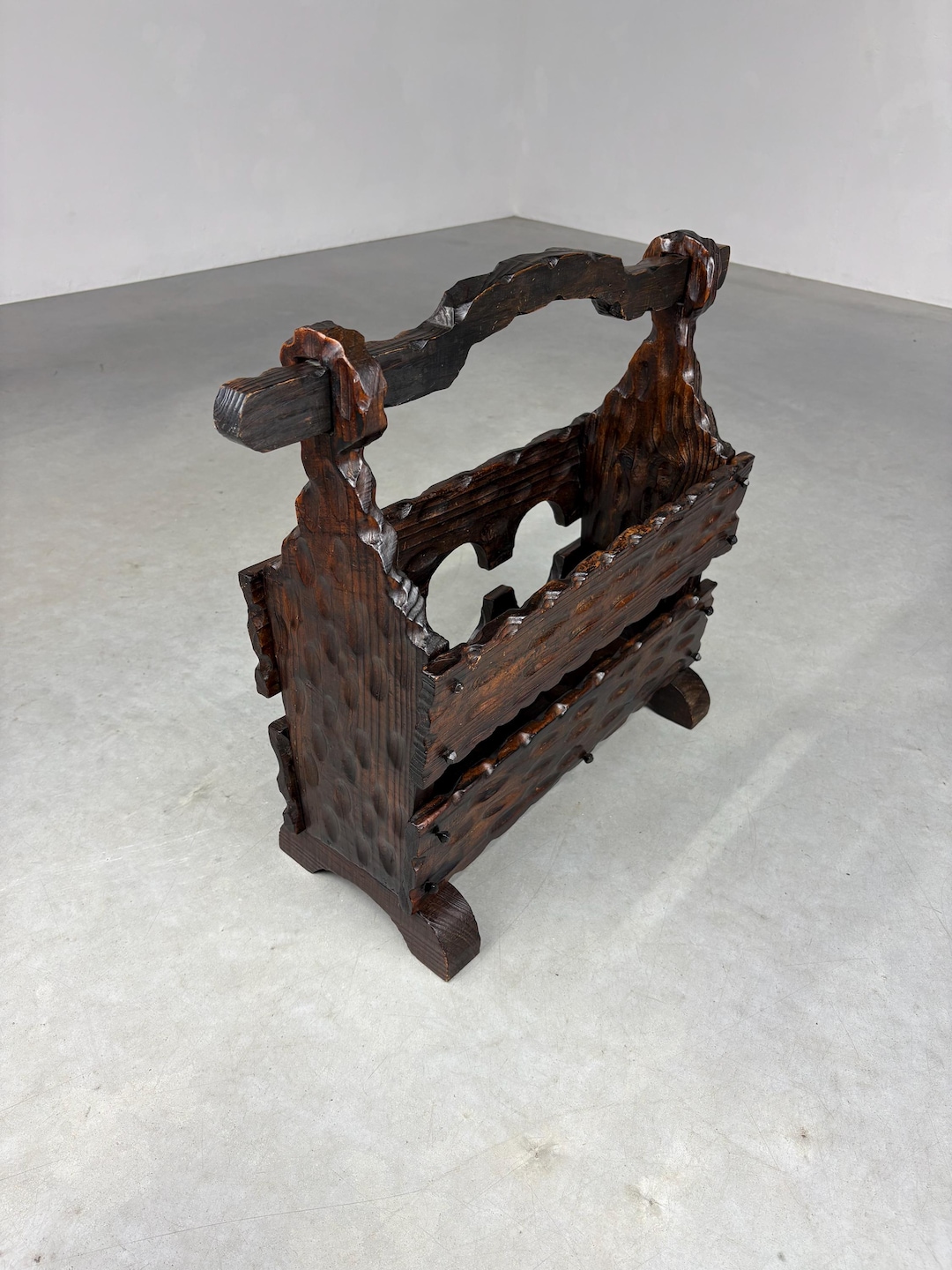 Vintage 1960s Spanish Newspaper Rack - Brutalist Wood Design - 1970s ...