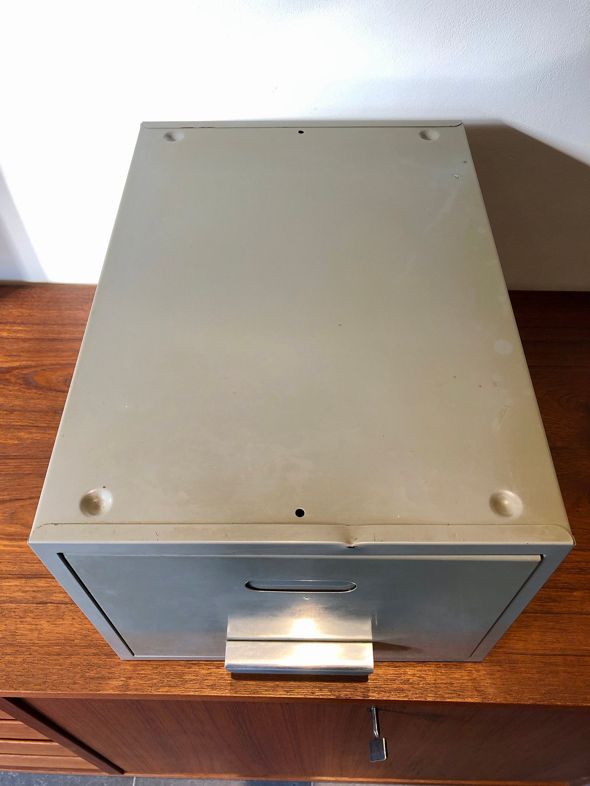 Industrial Metal Archive Holders - Vintage Gray Box - Retro 1970s ...