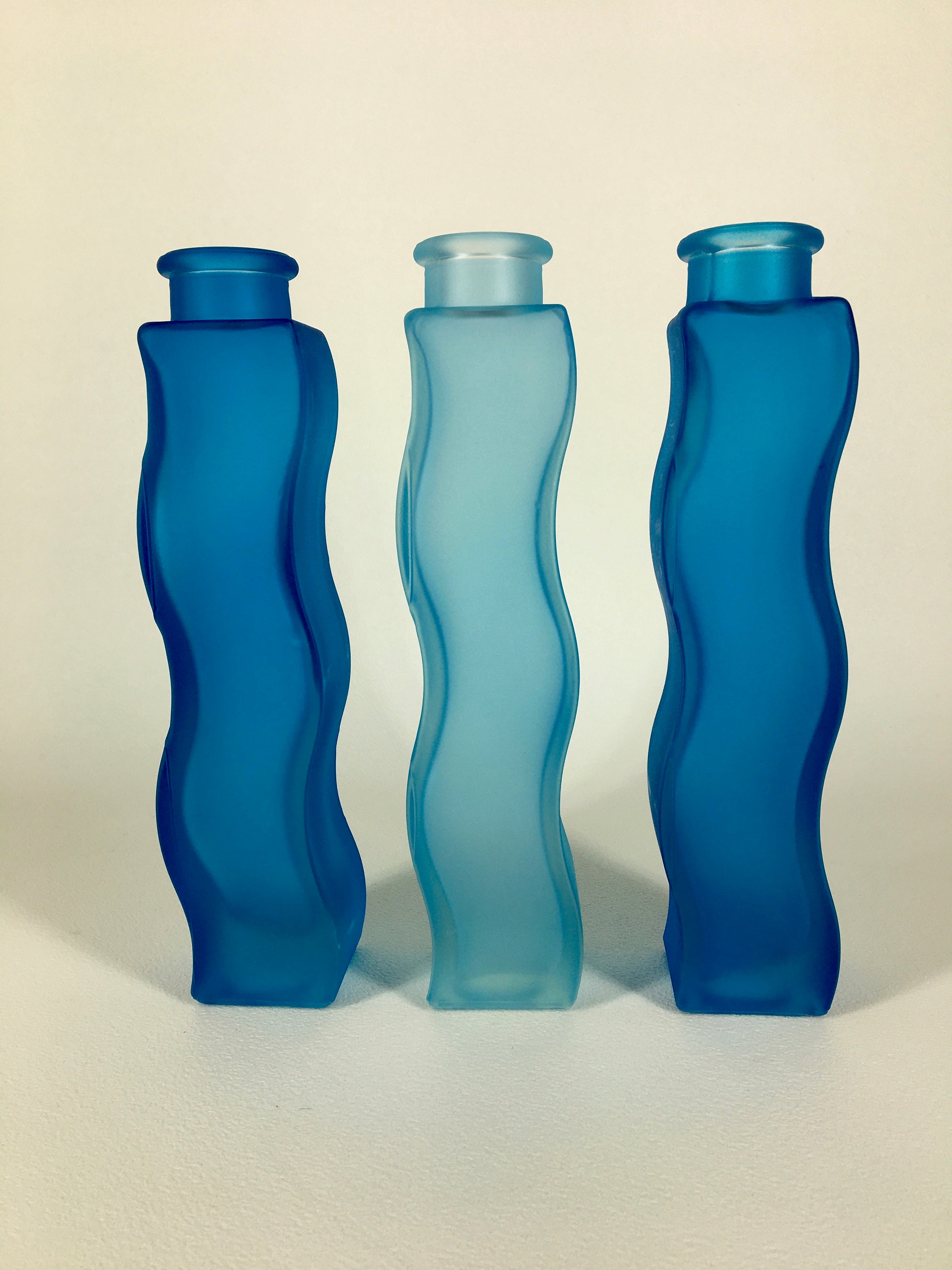 Blue IKEA glass table wavy vase set Etsy