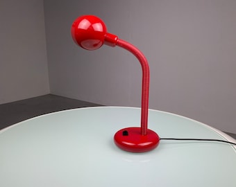 Vintage 1970s Kiga table lamp - 70's Dutch desk light - red metal gooseneck pop art lighting