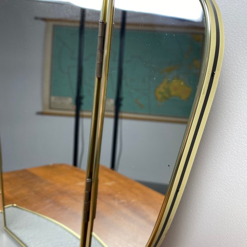 Grey vintage Midcentury mirror - Triptych dressing table shops - 60s or 70s