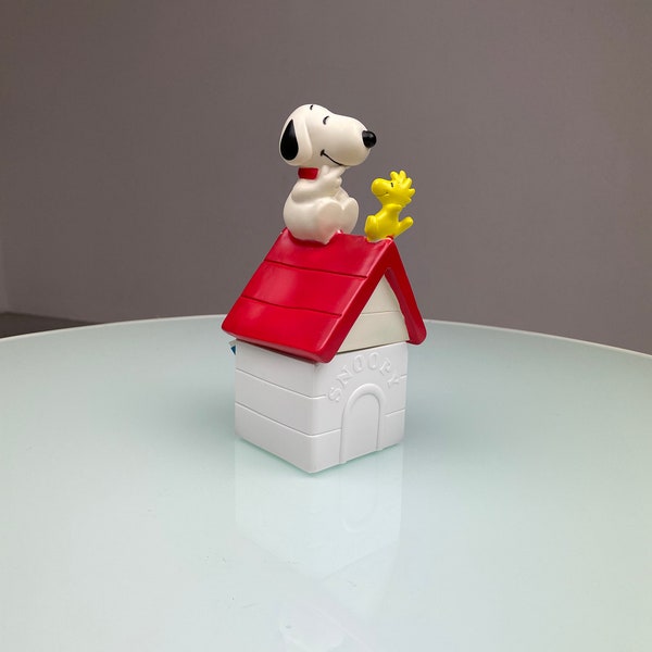 vintage Snoopy et Woodstock à la maison - parfum d'eau de toilette des années 1990 - figurine en plastique Peanuts - objet de collection rare