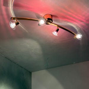 Brilliant Leuchten ceiling lamp - vintage 1980s gold 4 spotlight - Hollywood Regency design lighting