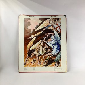 Fall der Engel - Bellarminus Bibelteller - Genesis 6:1 Sankt Michael - vintage 50er Jahre - Mid Century Print - oude testament