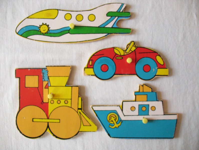 Made in Holland ~ Vintage Wooden Puzzle ~ Plane ~ Boat ~ Train ~ Car