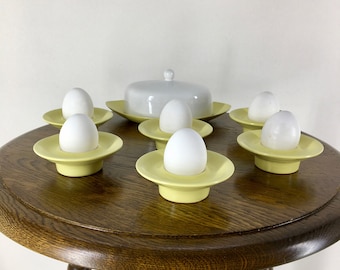 Retro ceramic egg cup set  - 60&#39;s Design - butter dish tableware