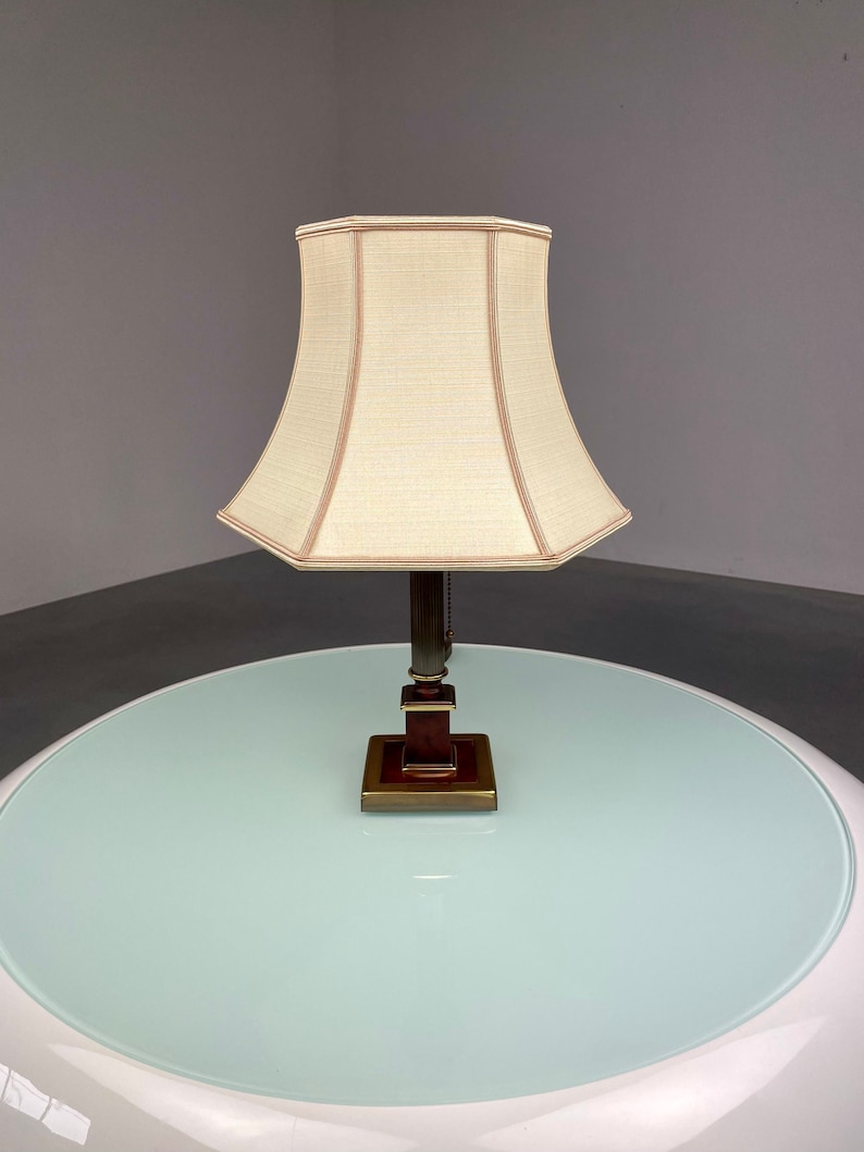 Vintage 60s Herda Verlichting desk light - classic table lamp - wood brass metal - Dutch lighting - Hollywood regency image 1