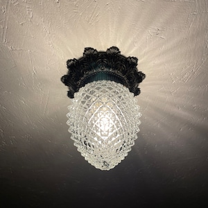 vintage 60&#39;s brass glass ceiling lamp - 1960s classic metal hanging light