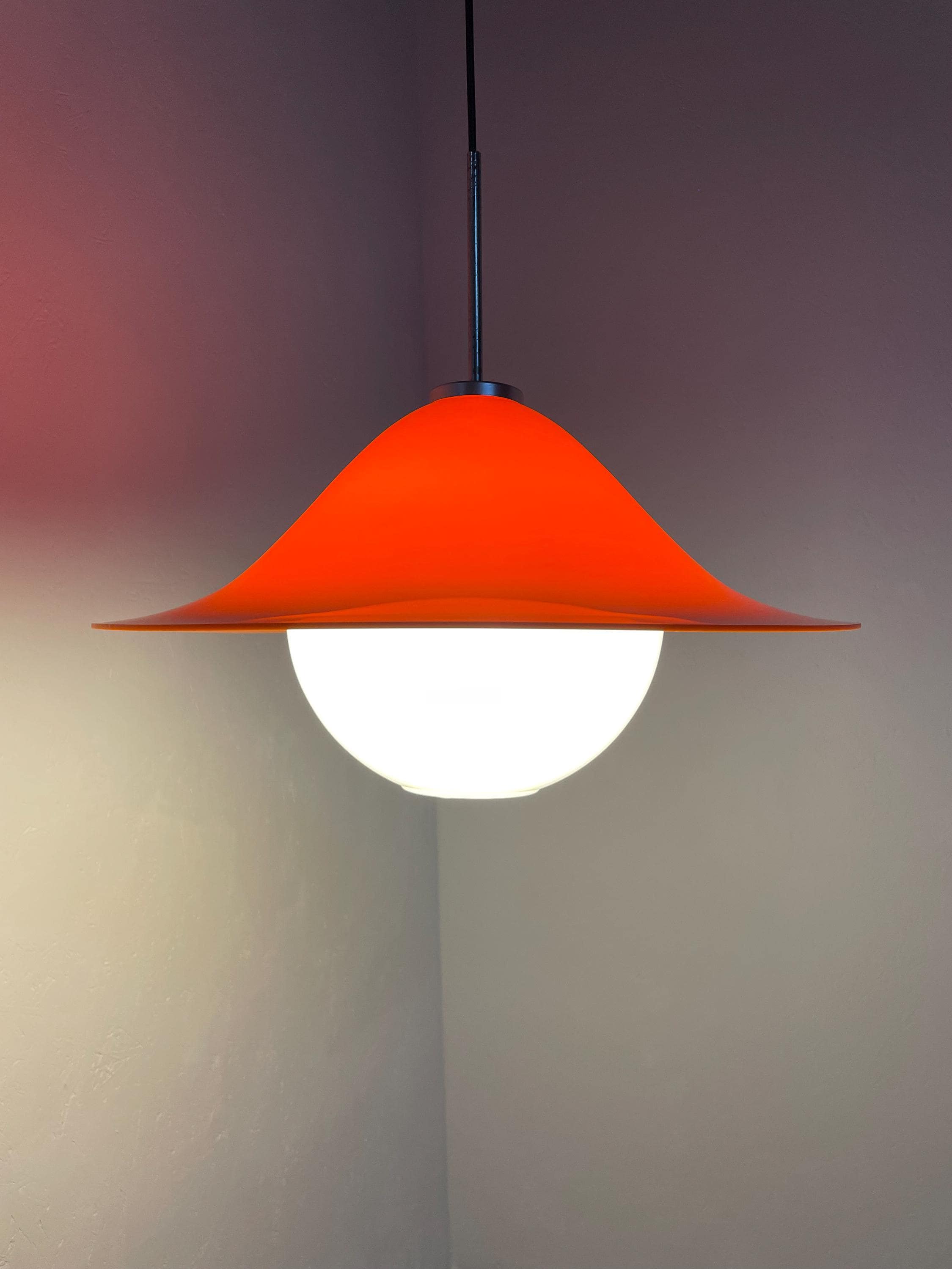 スペースエイジペンダントランプ - ヴィンテージ70年代オレンジUFO