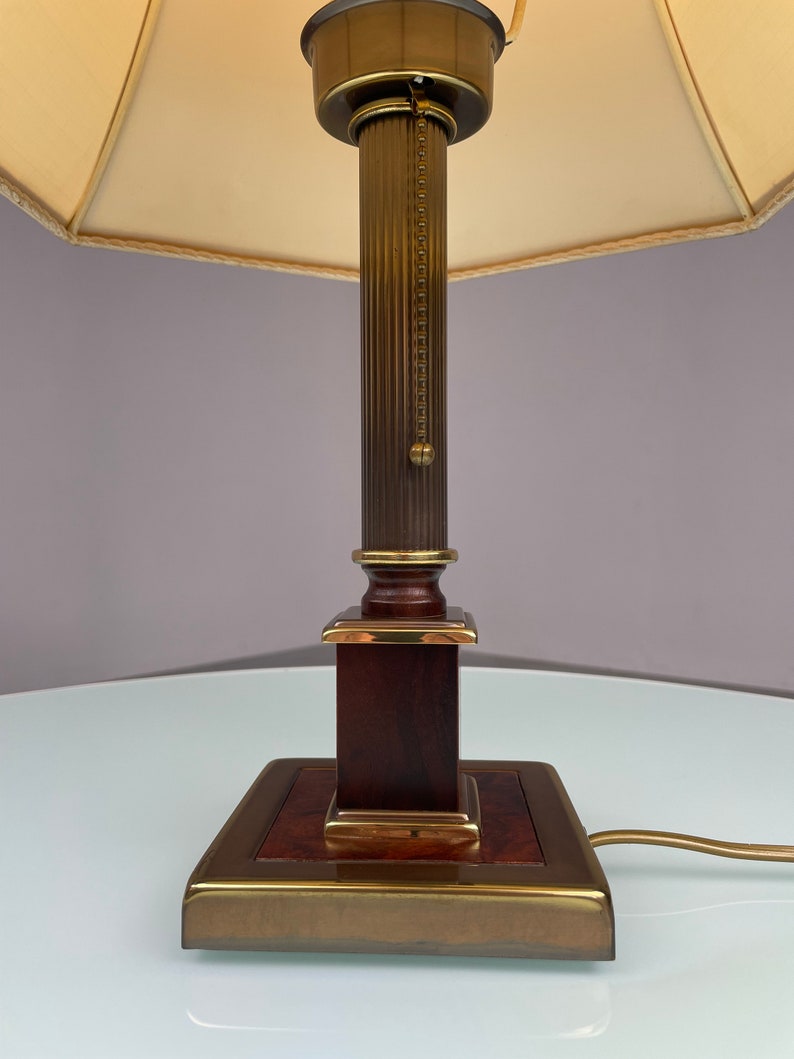 Vintage 60s Herda Verlichting desk light - classic table lamp - wood brass metal - Dutch lighting - Hollywood regency image 4