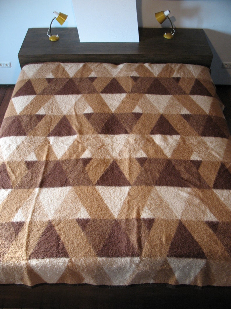 Large Didas Vintage Retro woolen plaid blanket 60/'s70/'s