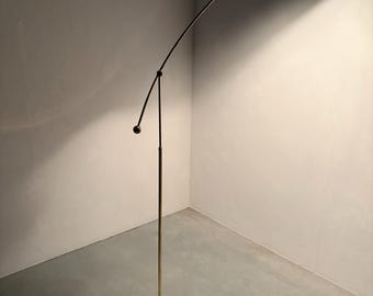 Modern brass floor lamp by Massive Belgium - 1990s vintage 12 volt halogen 50 watt 230 volt lighting GY635