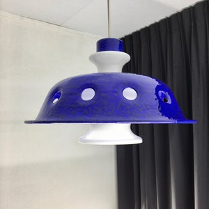 Rare enamel metal glass pendent light - E+S Moderne Leuchten - vintage Mid Century lamp