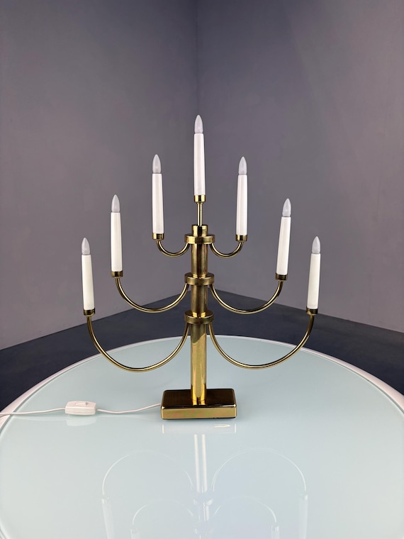 Gnosjo Konstsmide brass table lamp - classic Swedish design - vintage 1970s lighting
