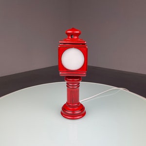 Vintage 70s ceramic table lamp - rare red design 1970s desk light