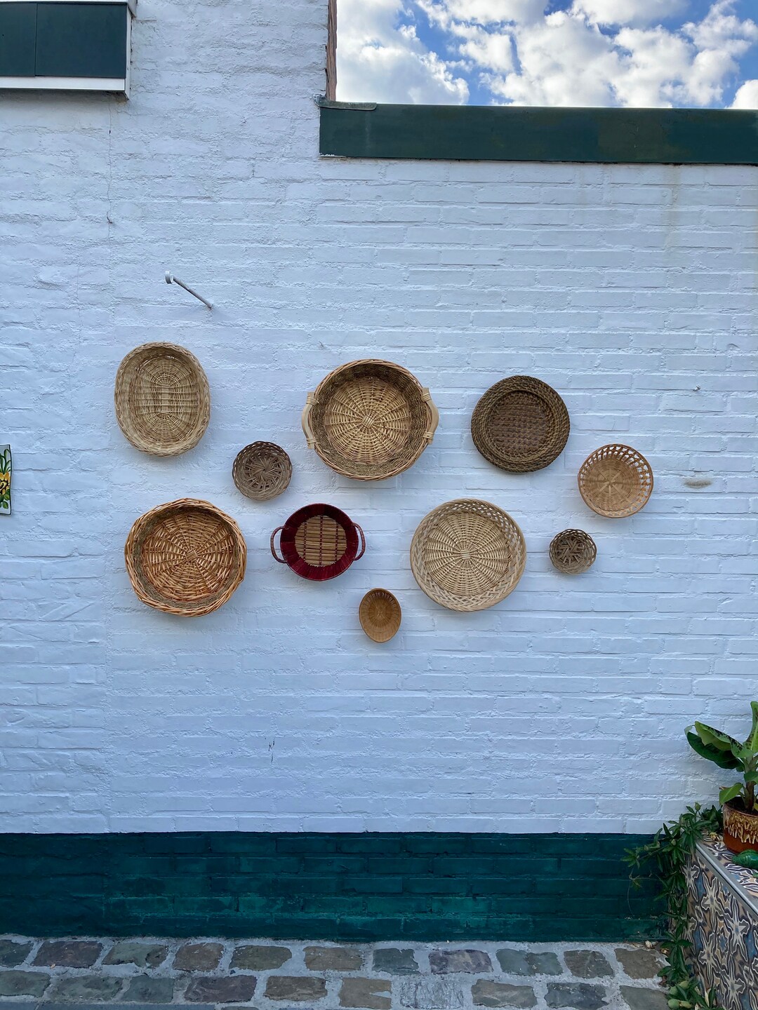 Boho Wall Basket Set - Bohemian Decoration - Set of 10 - Wicker Baskets ...