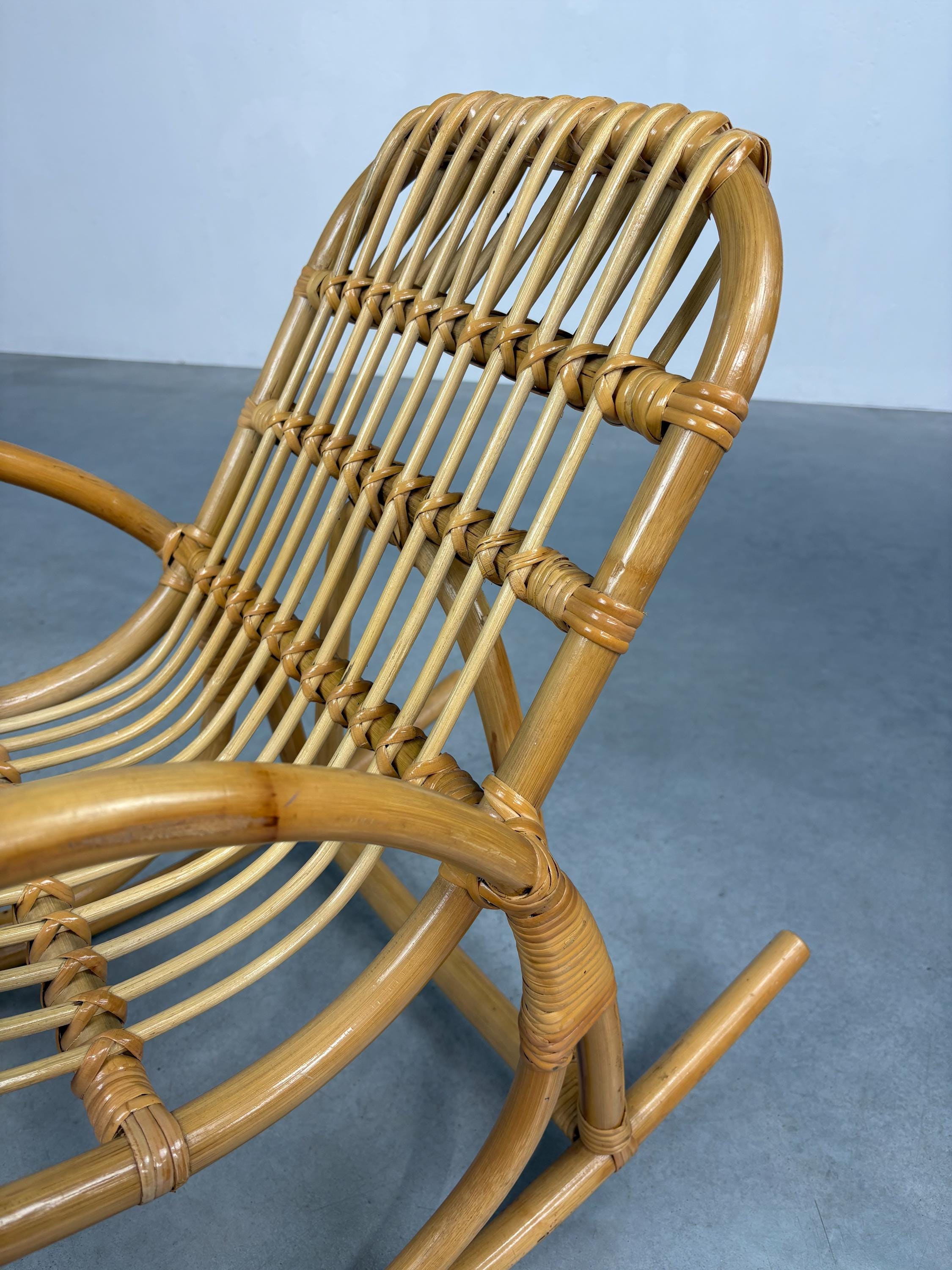 子供用竹籐ロッキングチェア - ヴィンテージキッズチェアナチュラル