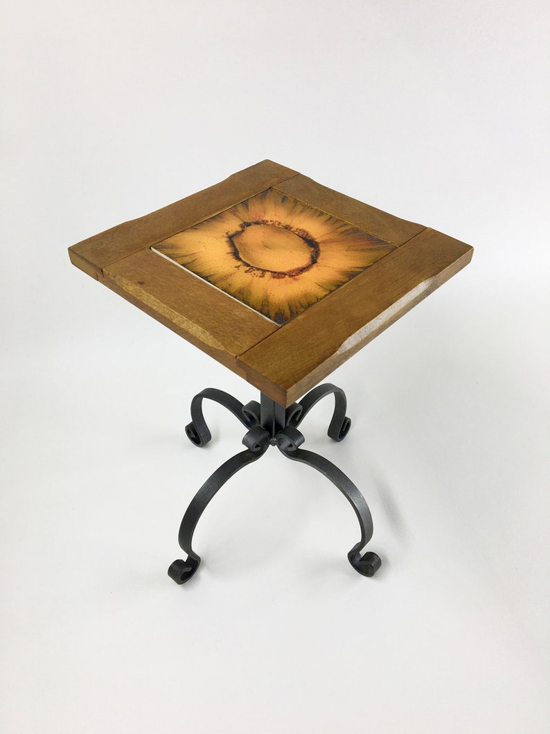 Vintage Wrought Iron Side Table With Tile From the 60's Etsy