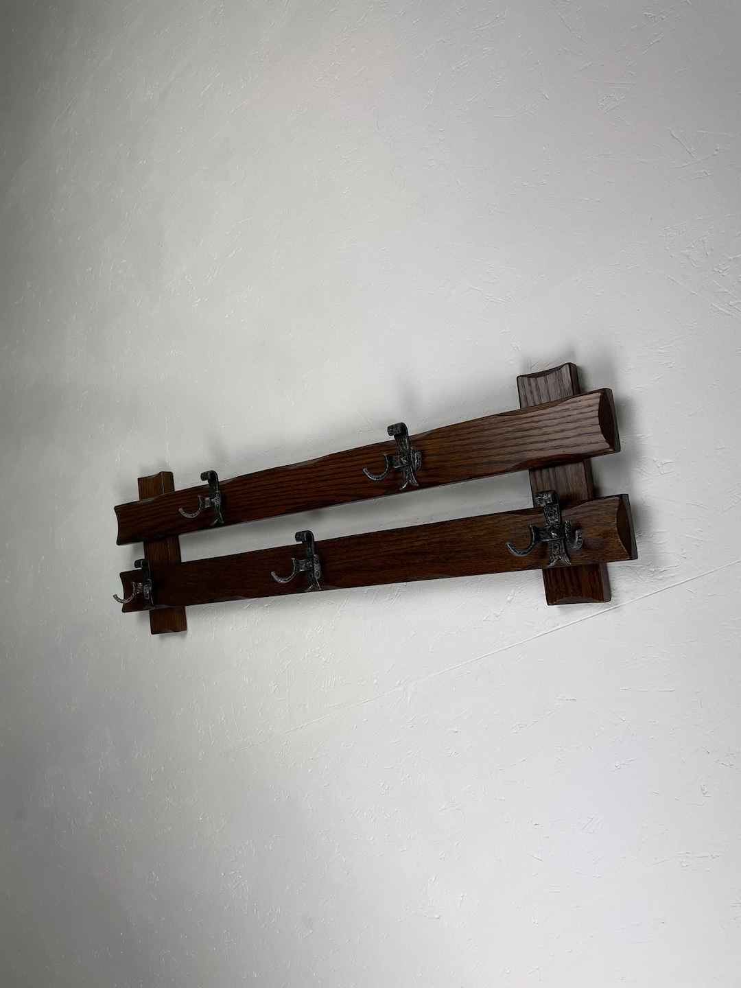 Vintage Oak Wall Coat Rack - 70s Dutch Design - Etsy