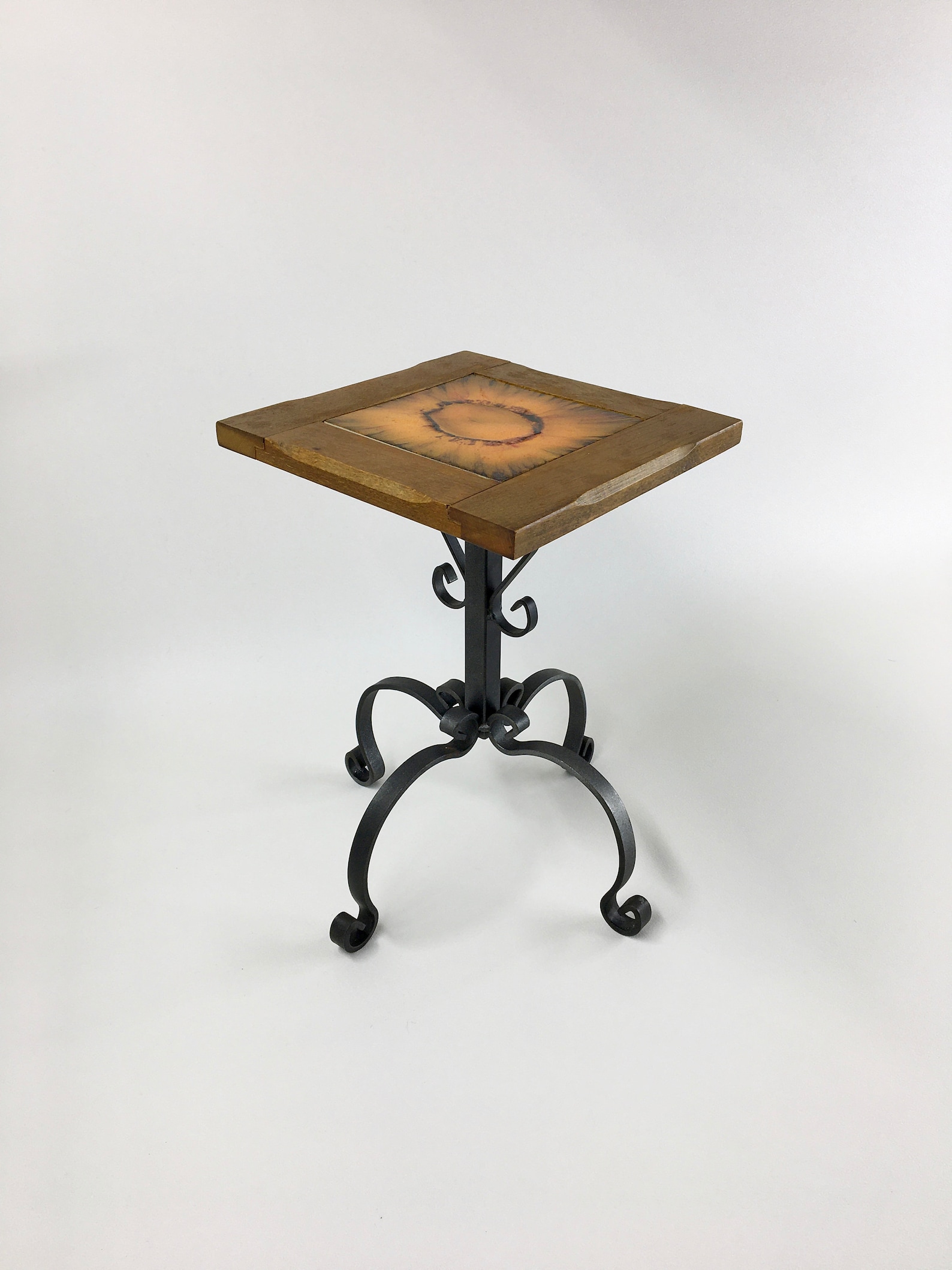 Vintage Wrought Iron Side Table With Tile From the 60's Etsy