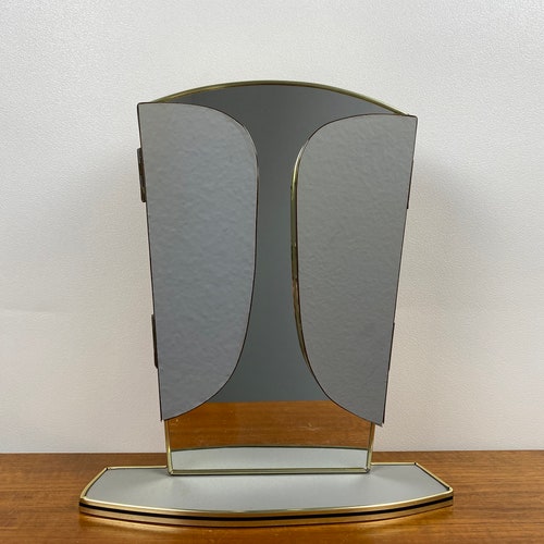 Grey vintage Midcentury mirror - Triptych dressing table shops - 60s or 70s