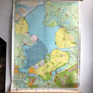 Ijsselmeer Gebied - grafico scolastico vintage - Olanda acqua Mid Century Stampa mappa - Wolters - Noordhoff