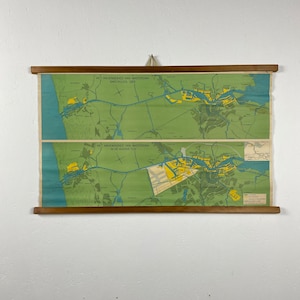 Grafico scuola vintage - Havengebied van Amsterdam omstreeks 1950 - mappa Wall deco anni '60