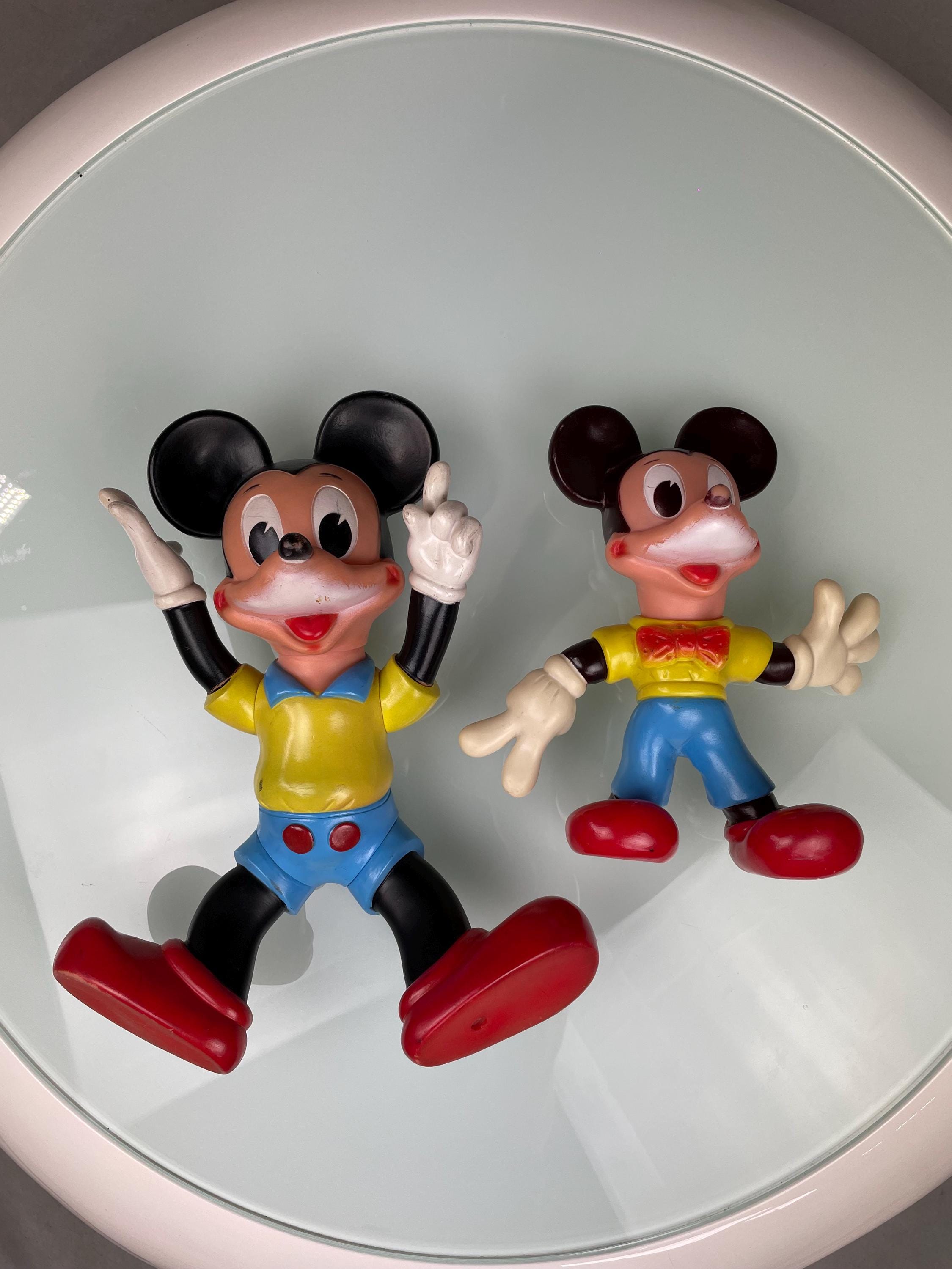 Walt Disney Set Mickey Mouse Plastic Rubber Figurine - Rare