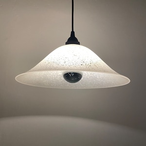 Lampe suspendue en verre vintage - abat-jour clair