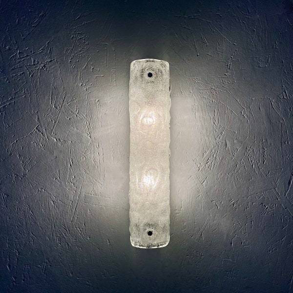 Vintage wall light - 80's ice glass lamp - Hollywood regency wall lighting - textured clear 2light