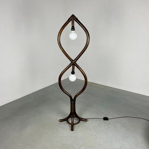 Lampadaire vintage en bambou - Lampadaire années 70 - Grand luminaire rare des années 70