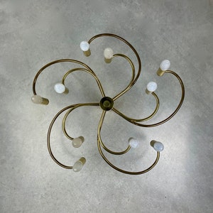 Vintage 1980s sputnik ceiling lamp Vielhaber Leuchten - HW Hegger design - large 80s Germany lighting - brass metal 10 light