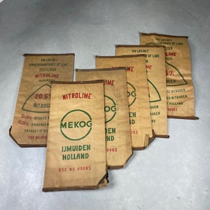 Bolso Bates Crepo de los años 50 - Fábrica de una empresa estadounidense en Maastricht - embalaje industrial vintage, decoración, envoltura impresa, producción de mediados de siglo