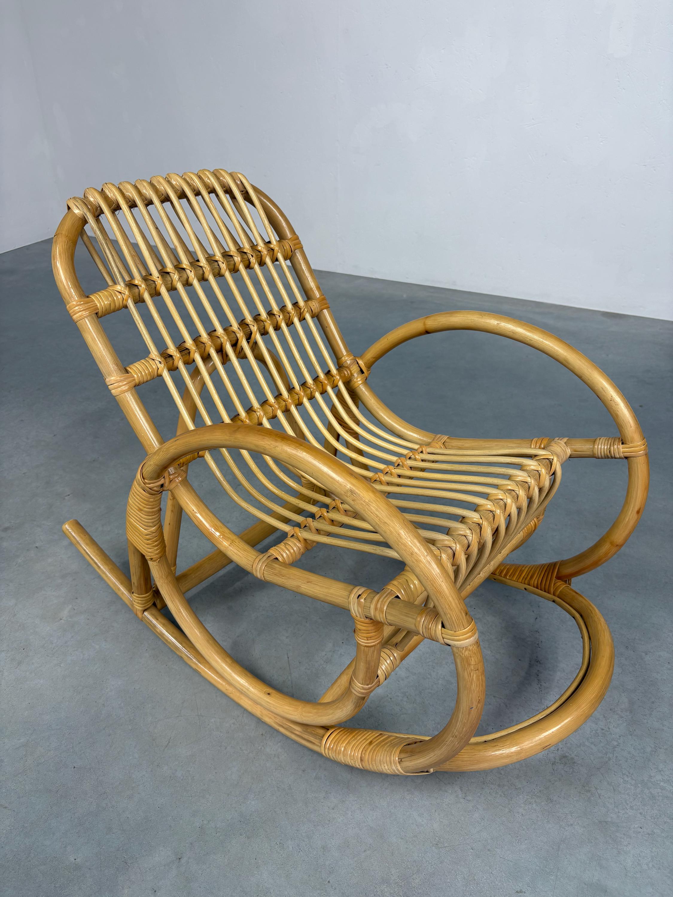 子供用竹籐ロッキングチェア - ヴィンテージキッズチェアナチュラル