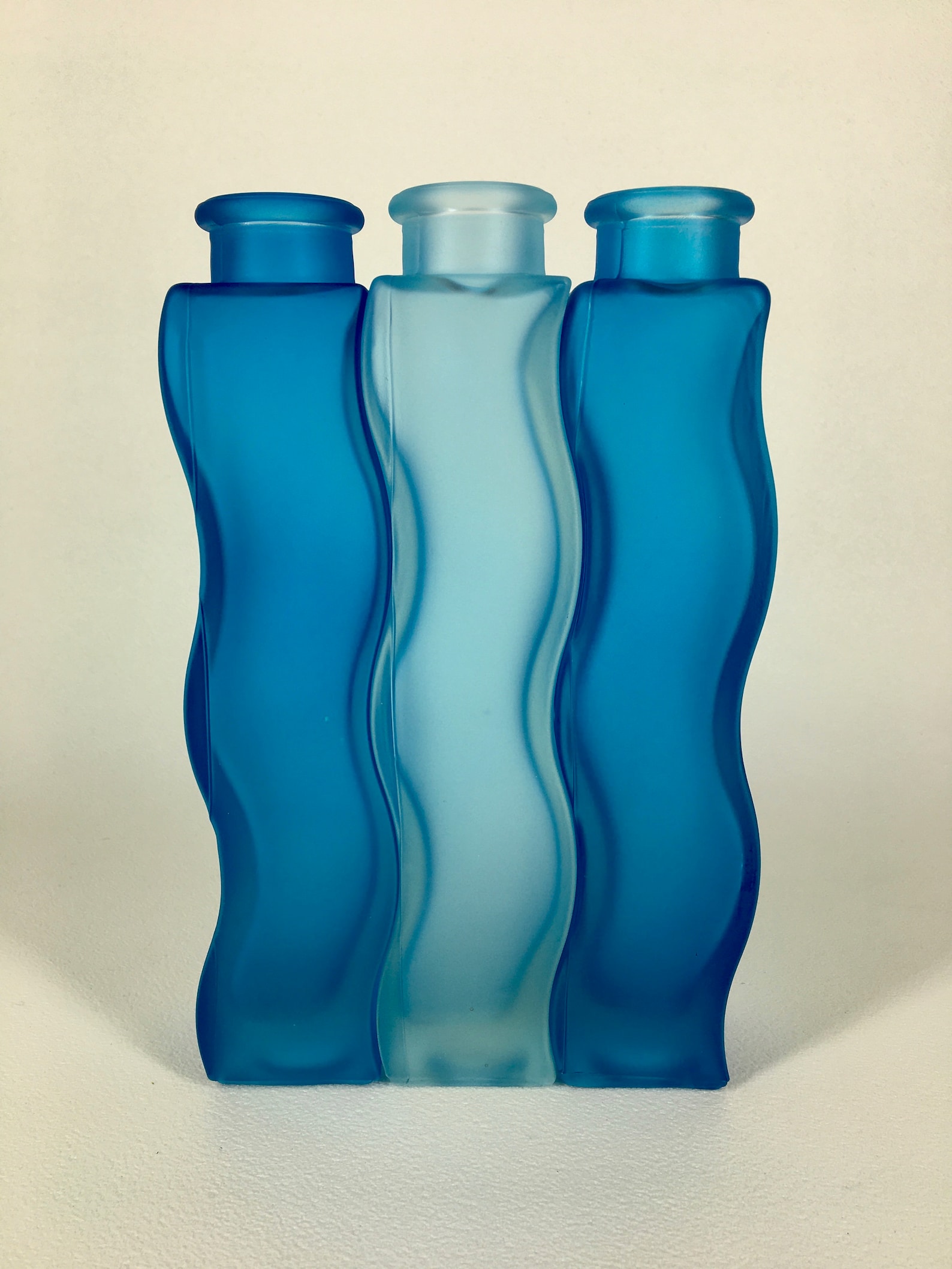Blue IKEA glass table wavy vase set Etsy