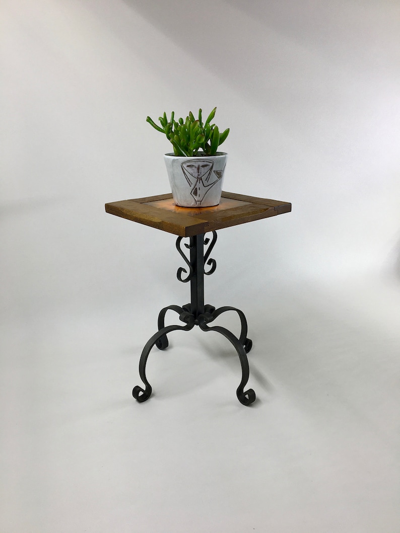 Vintage Wrought Iron Side Table With Tile From the 60's Etsy