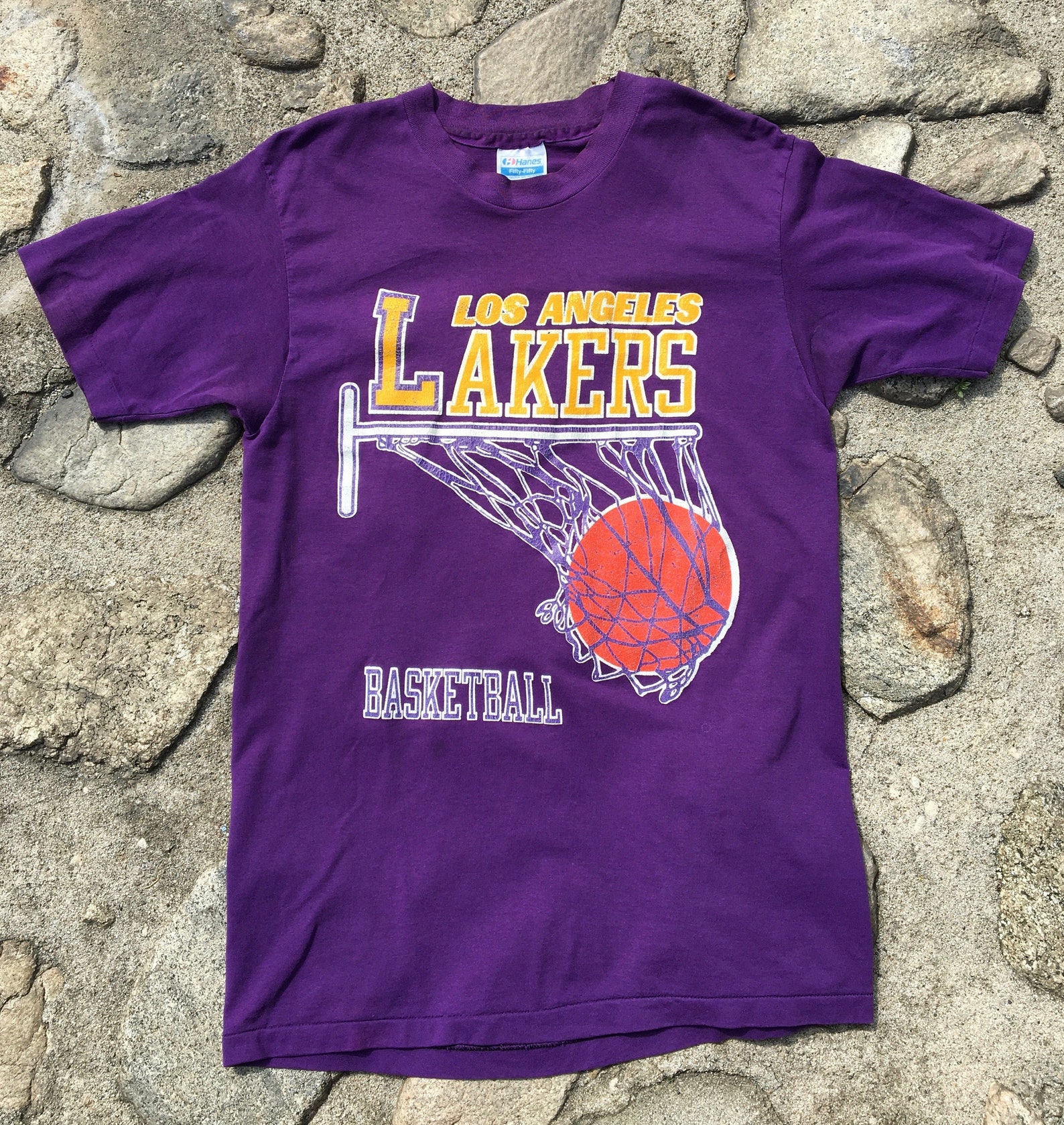 Vintage 1980's L.A. Lakers Basketball Graphic T-shirt M/L - Etsy