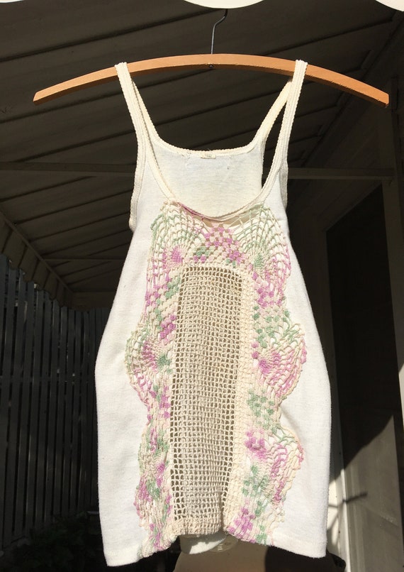 Sweet lil Crochet White Tank XS/S