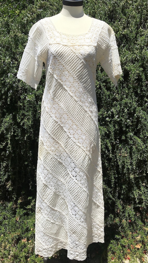 Vintage 60's/70's Mexican Wedding Dress Maxi