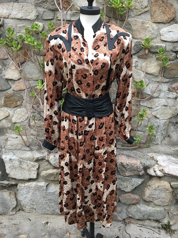 Fresh 80's Silk Leopard Two piece Ensemble / Size