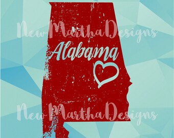 Alabama AL State Love Distressed Vintage PNG SVG digital download t-shirt silhouette cameo cricut cutout vinyl heat press decal image