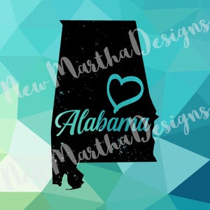 Alabama AL State Love Heart Distressed Vintage Retro PNG SVG digital download t-shirt silhouette cameo cricut cutout vinyl heat press decal