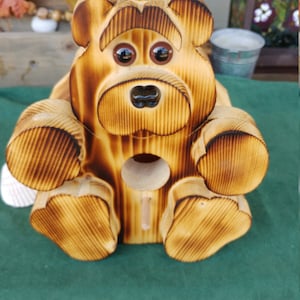 American Made - Bear Cub Birdhouse - Handmade Birdhouse - Outdoor Birdhouse - Caricature Birdhouse